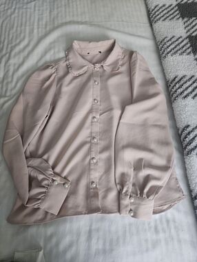 Light Pink Pearl Button Blouse